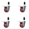 Service Caster 3.5'' Red Poly Swivel 1-3/8'' Expanding Stem Caster Set Total Lock Brake, 4PK SCC-EXTTL20S3514-PPUB-RED-138-4 - alternate 1